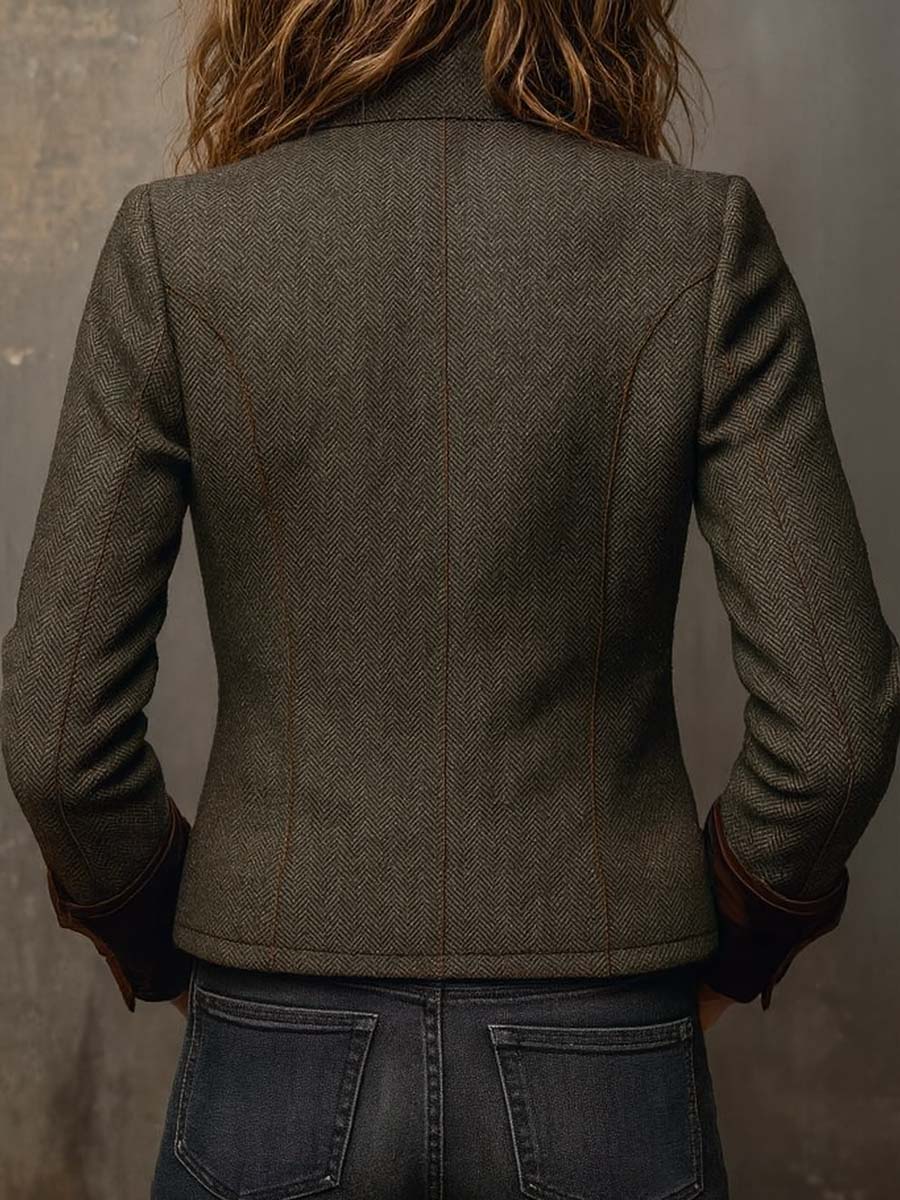 Adelina | Chaqueta de Espiga con Ribetes en Contraste