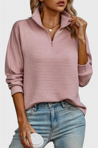 Helene | Jersey de Cuello en V con Cremallera y Manga Larga
