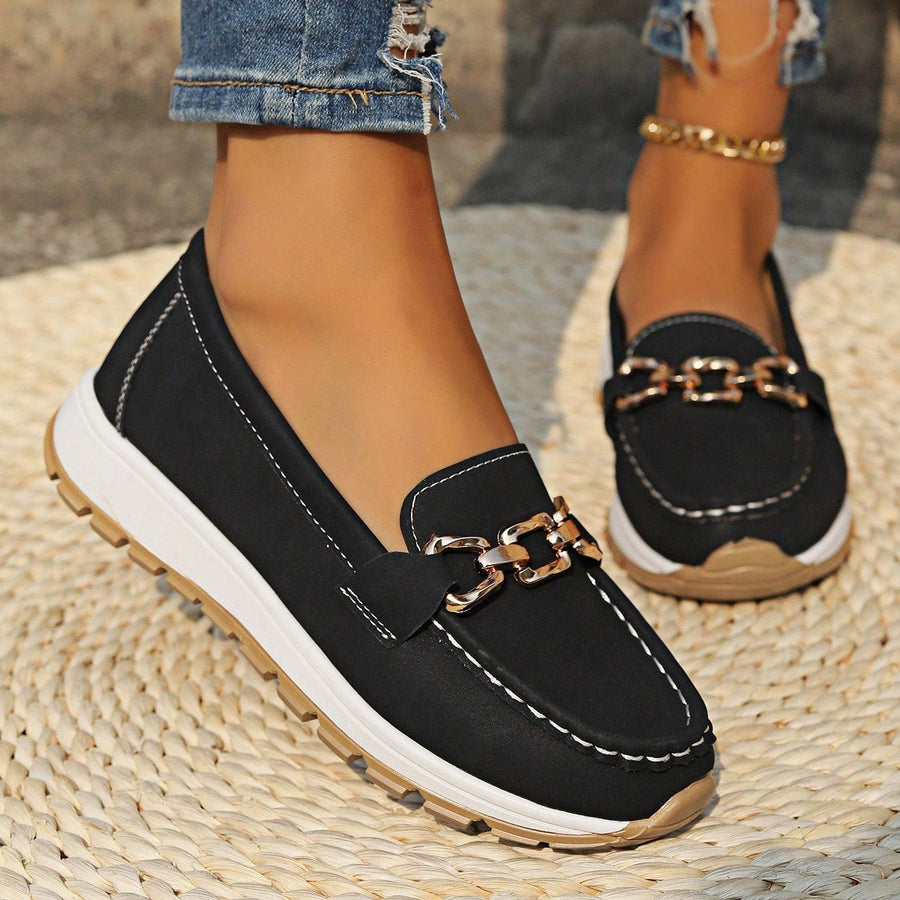 Annalisa | Mocasines Planos Ortopédicos con Hebilla - Negro