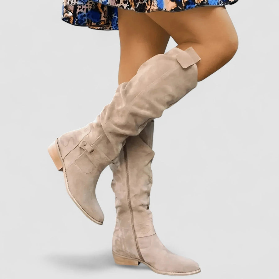 Letizia | Botas Ortopédicas de Estilo Western - Beige