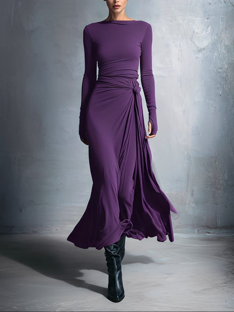 Fiorella | Vestido Maxi con Nudo Lateral - Morado