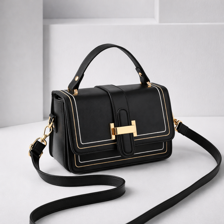 Lucilla | Bolso de Hombro Elegante de Silueta Estructurada - Negro