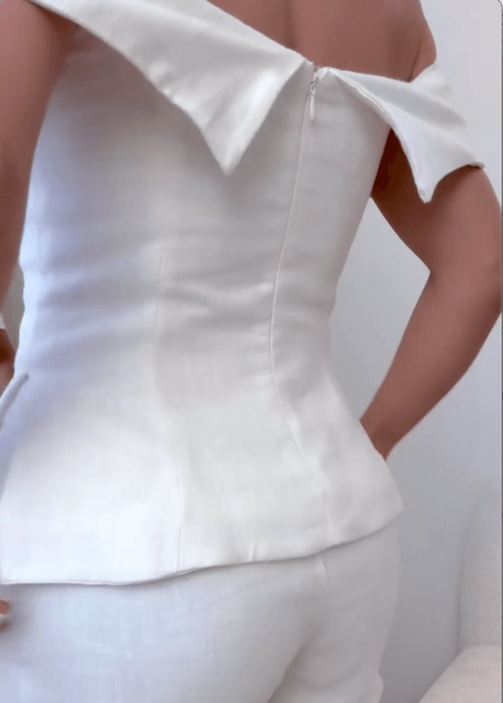 Imma | Conjunto de Top Bardot con Peplum y Short