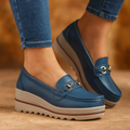 Elisabetta | Mocasines Ortopédicos con Suela Gruesa y Cierre Metálico - Azul intenso
