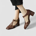 Verdiana | Zapatos con Tira en T y Tacón Ancho