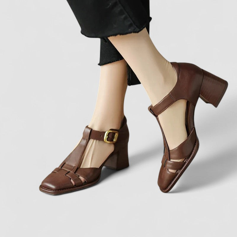 Verdiana | Zapatos con Tira en T y Tacón Ancho