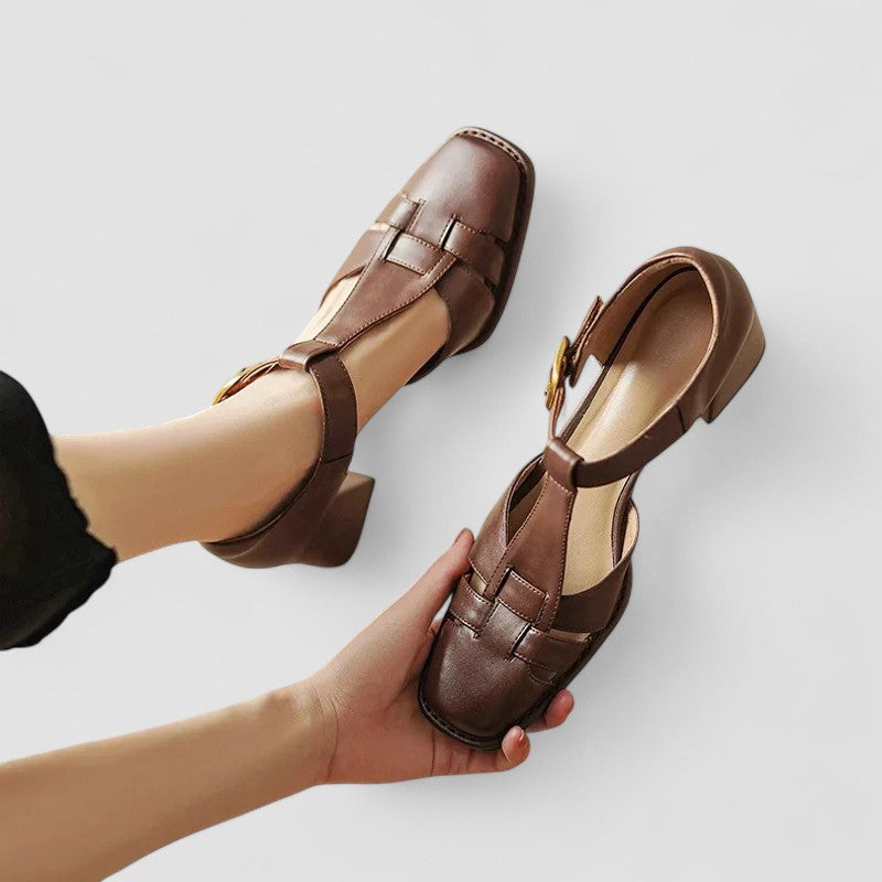 Verdiana | Zapatos con Tira en T y Tacón Ancho