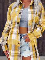Aurora | Sobrecamisa de Cuadros de Manga Larga para Otoño - Amarillo