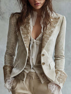 Anastasia | Blazer Entallado con Bordados - Marfil