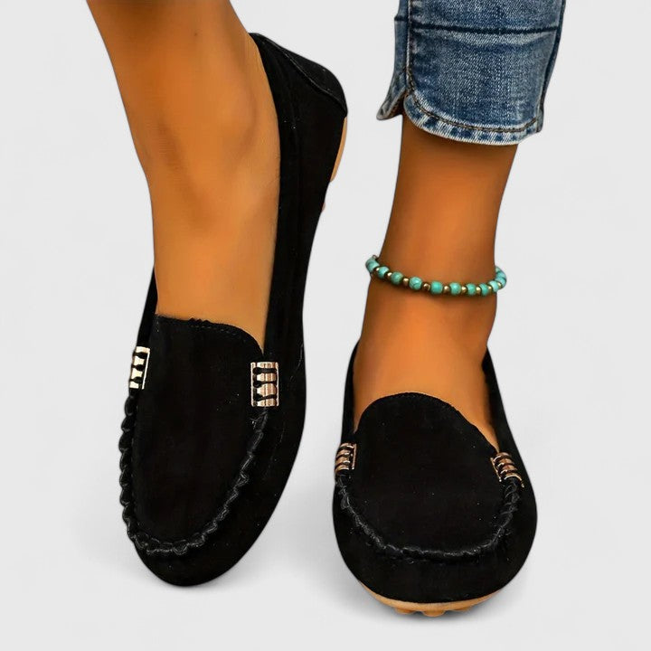 Emanuela | Mocasines Ortopédicos con Detalle Metálico - Negro