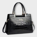 Lucia | Bolso Tote Estructurado con Efecto Cocodrilo - Negro