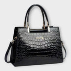 Lucia | Bolso Tote Estructurado con Efecto Cocodrilo - Negro