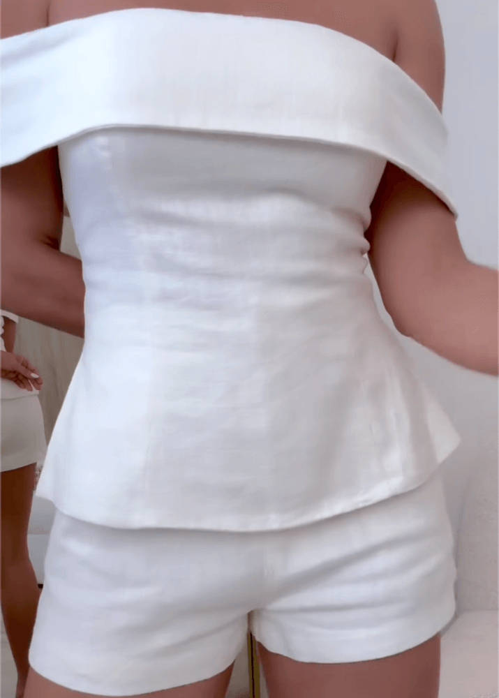 Imma | Conjunto de Top Bardot con Peplum y Short