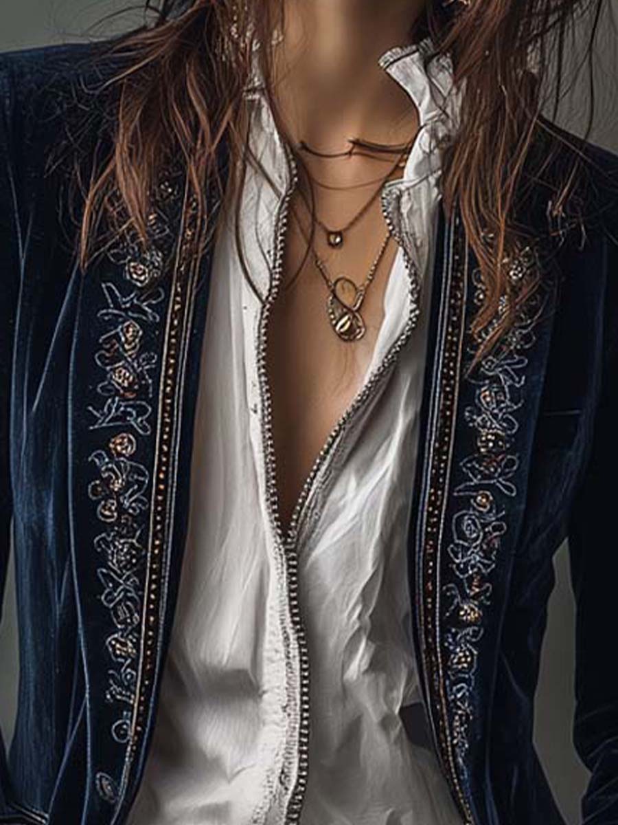 Amedea | Chaqueta Larga Bordada