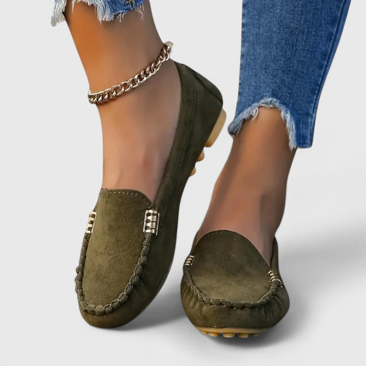 Emanuela | Mocasines Ortopédicos con Detalle Metálico - Verde