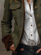 Adelina | Chaqueta de Espiga con Ribetes en Contraste