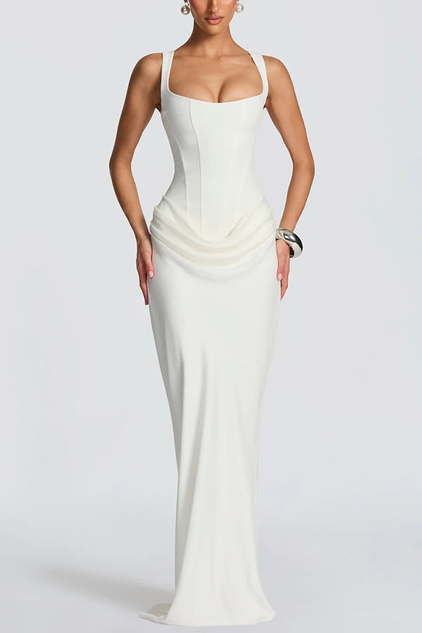 Gioia | Vestido Maxi con Escote Cuadrado - Blanco