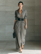 Michela | Vestido Largo Plisado con Cinturón
