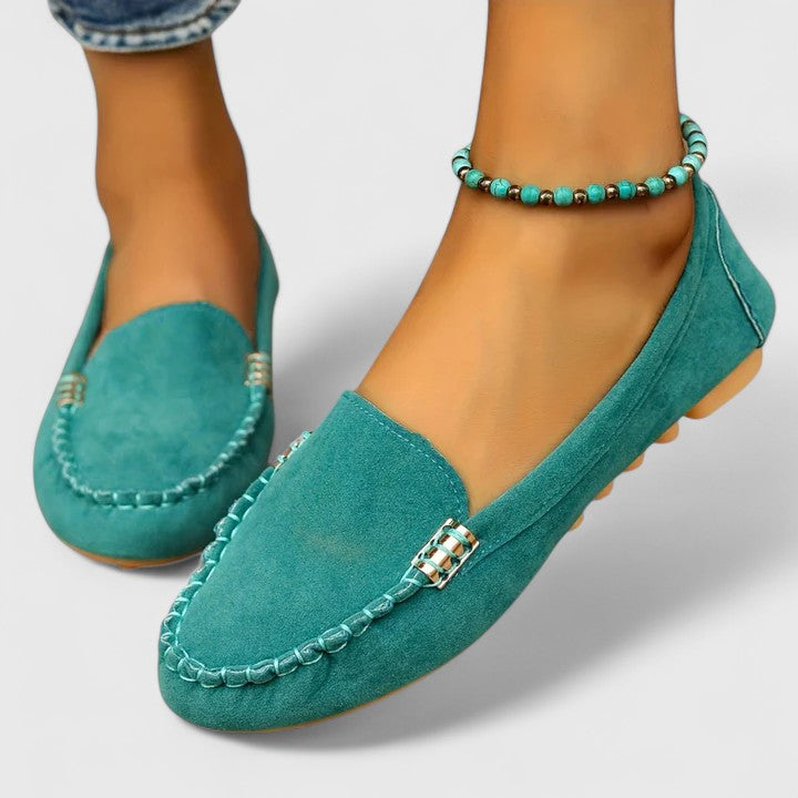 Emanuela | Mocasines Ortopédicos con Detalle Metálico - Turquesa