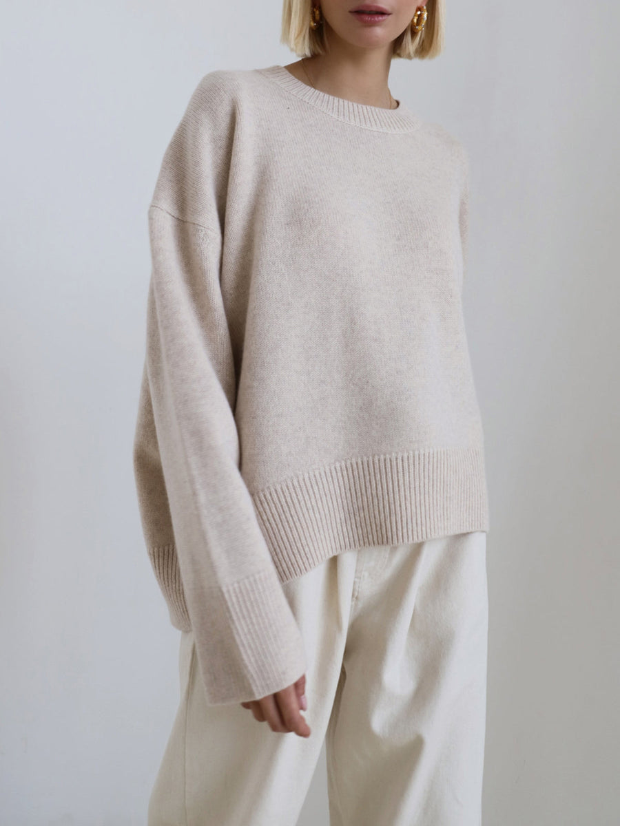 Fausta | Jersey Oversize de Cuello Redondo - Beige