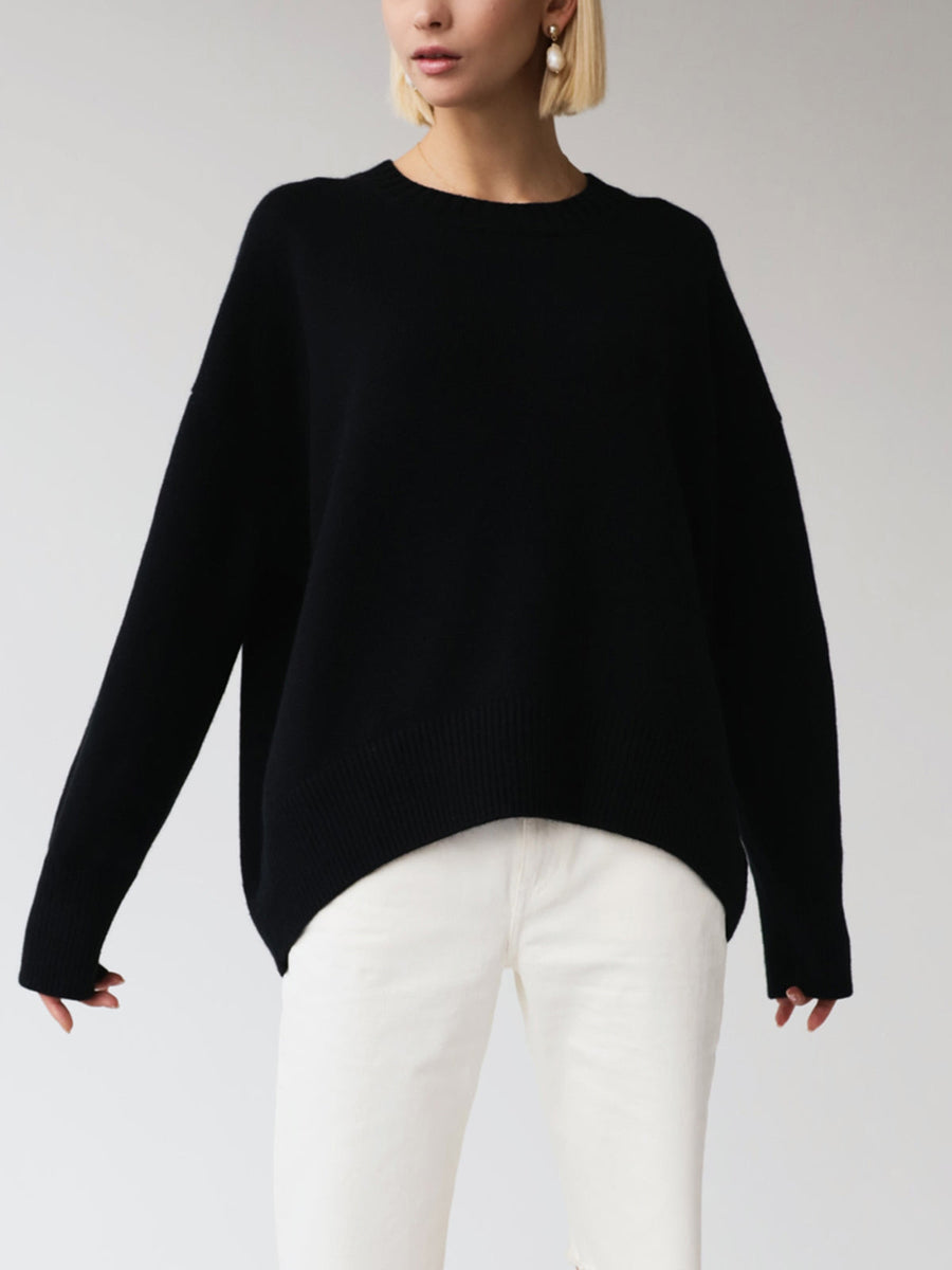 Fausta | Jersey Oversize de Cuello Redondo - Negro