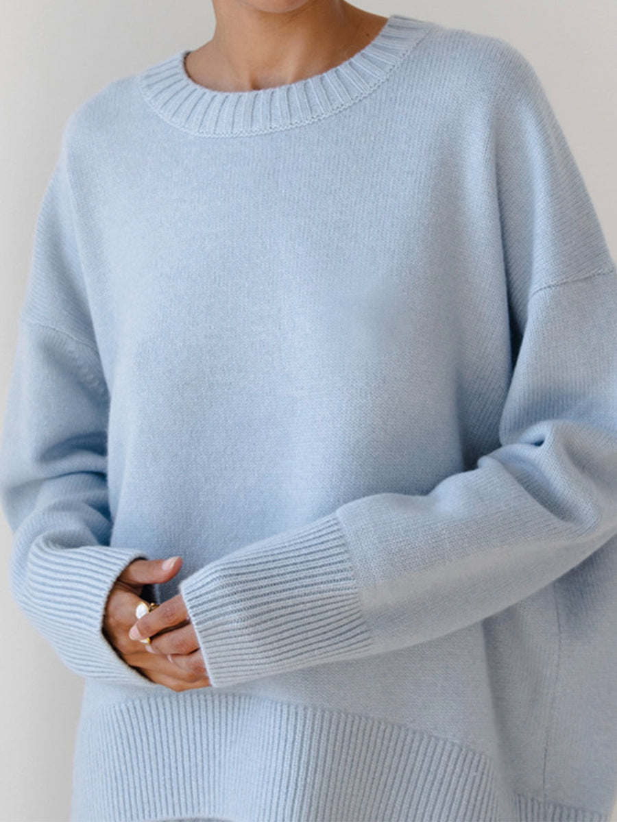 Fausta | Jersey Oversize de Cuello Redondo - Azul claro