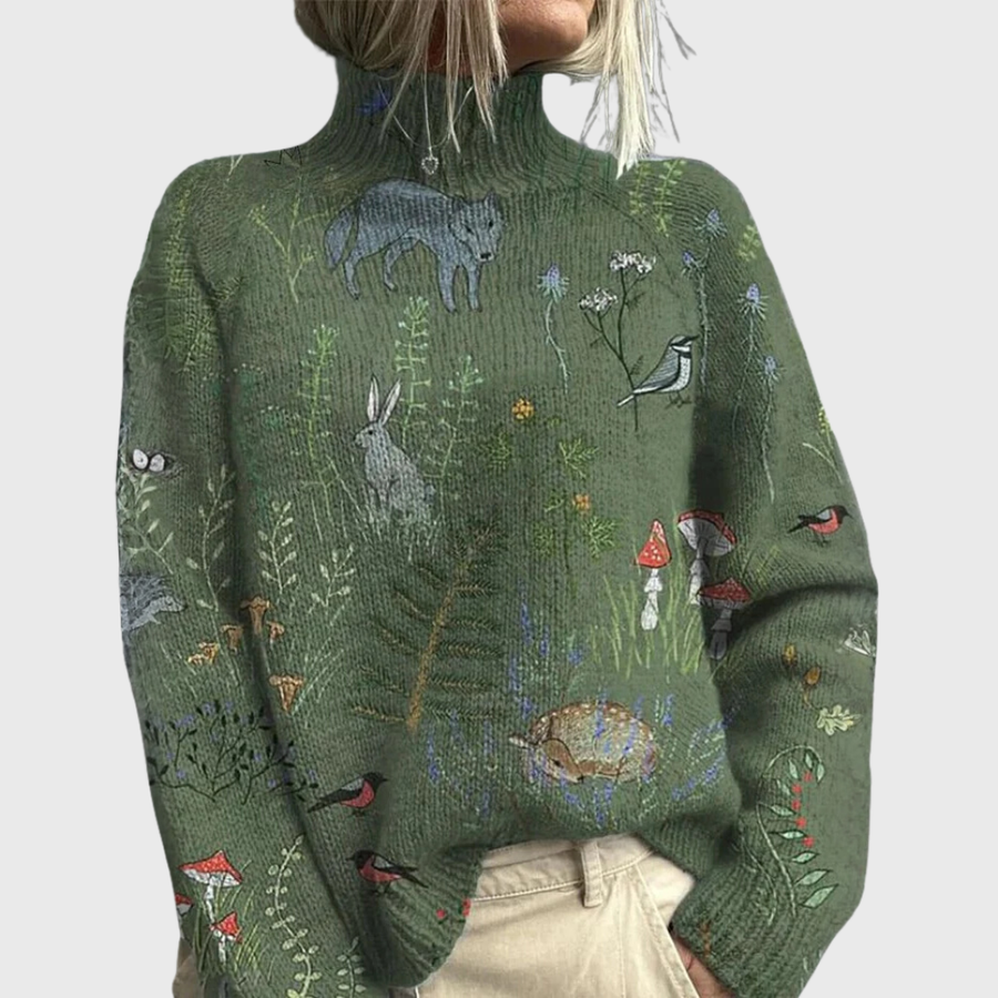 Fiorenza | Jersey de Punto Acogedor de Cuello Alto - Verde