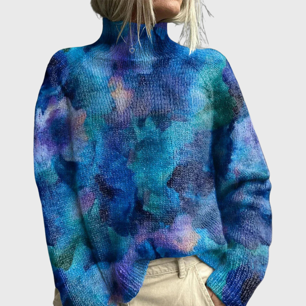Fiorenza | Jersey de Punto Acogedor de Cuello Alto - Azul