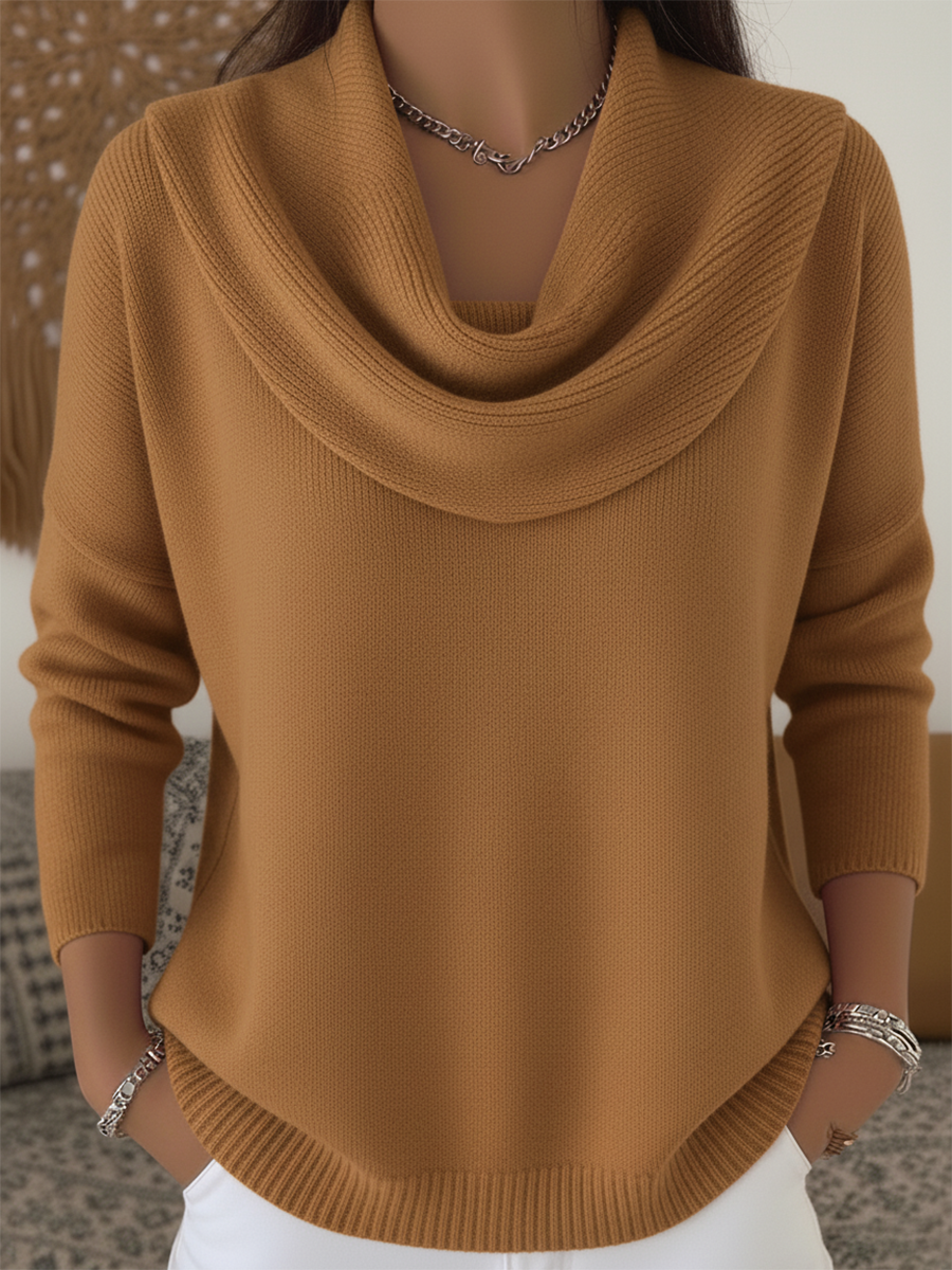 Gilda | Jersey Acogedor de Cuello Cascada - Marrón