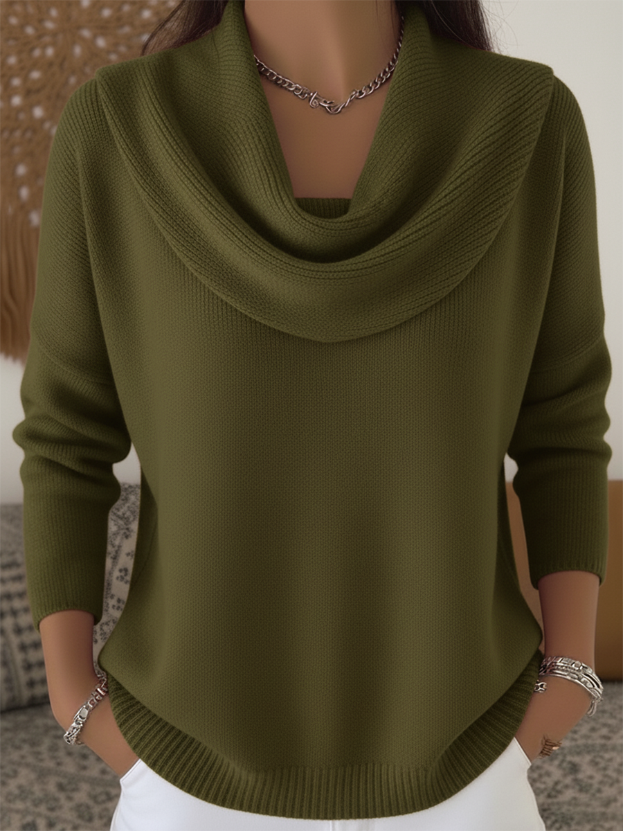 Gilda | Jersey Acogedor de Cuello Cascada - Verde
