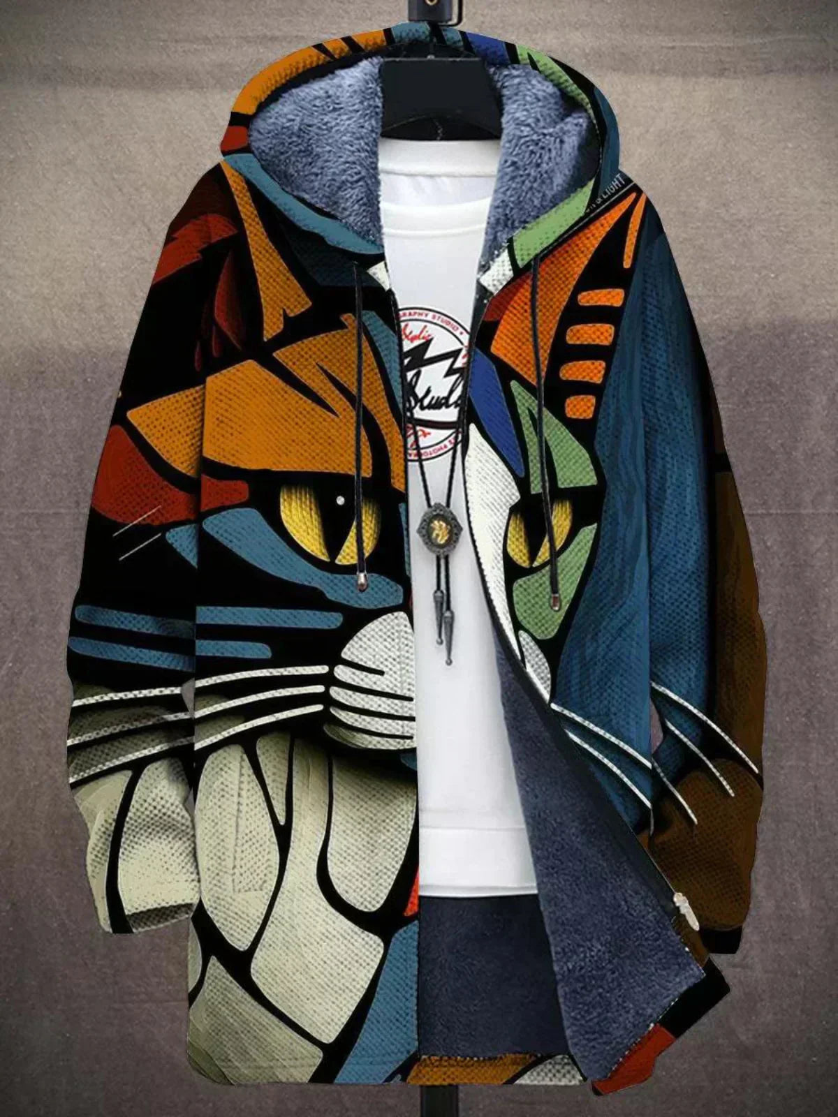 Giorgia | Cárdigan con Capucha Artístico - Estampado de Gatos