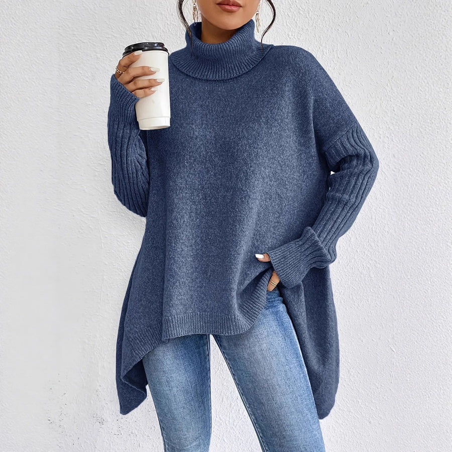 Fiamma | Jersey Relajado de Cuello Vuelto - Azul marino