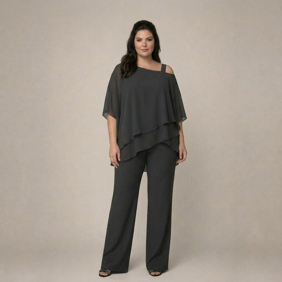 Antonia | Conjunto Elegante con Blusa en Capas y Pantalón
