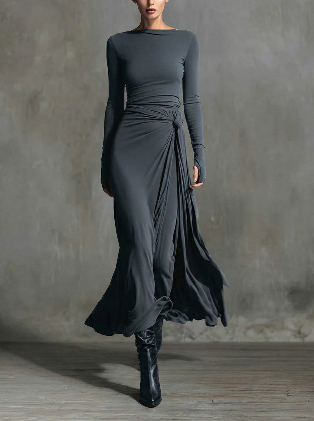 Fiorella | Vestido Maxi con Nudo Lateral