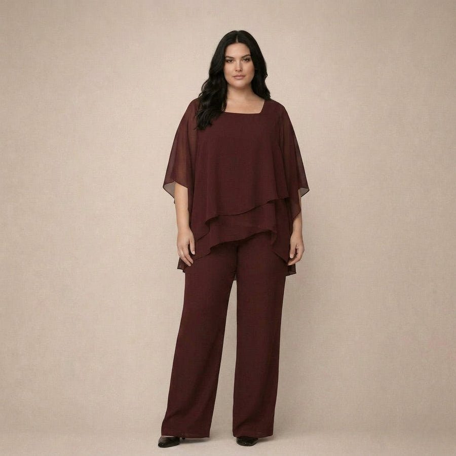 Antonia | Conjunto Elegante con Blusa en Capas y Pantalón