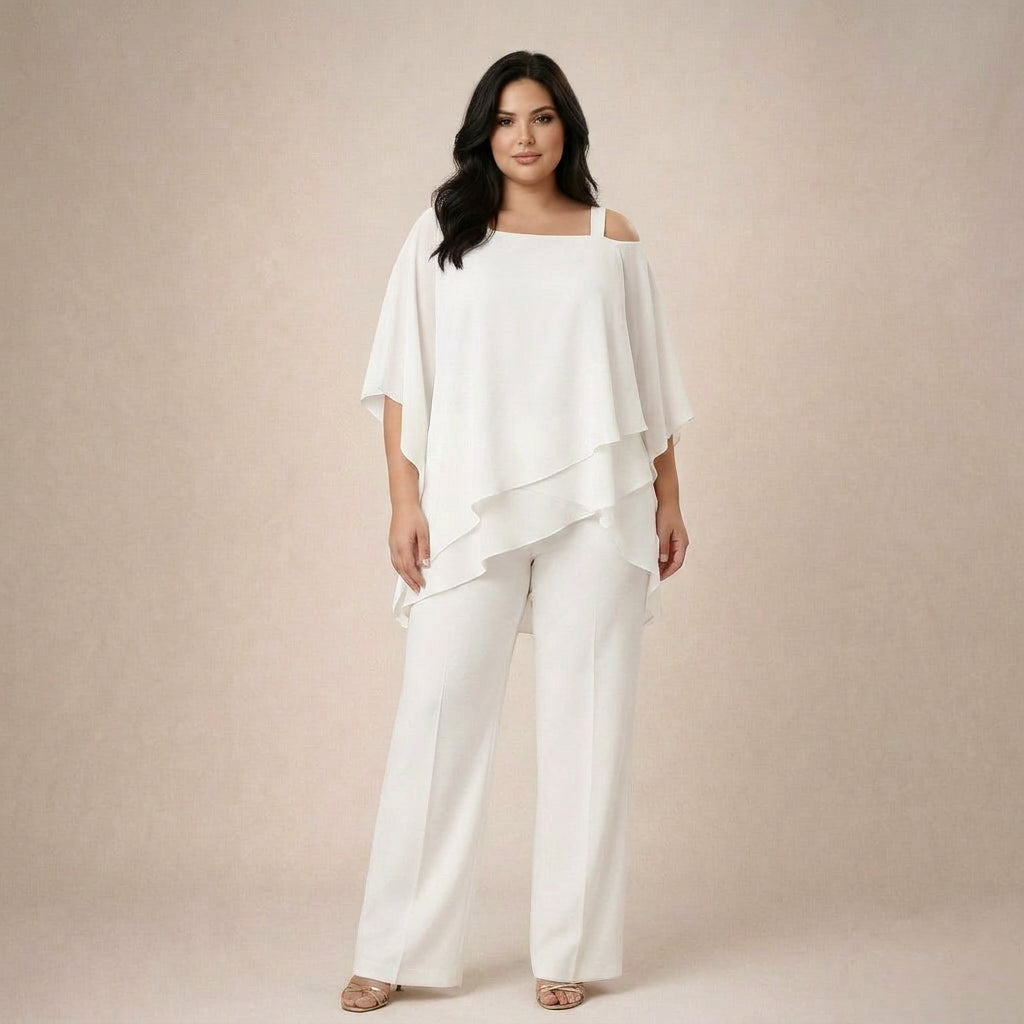Antonia | Conjunto Elegante con Blusa en Capas y Pantalón