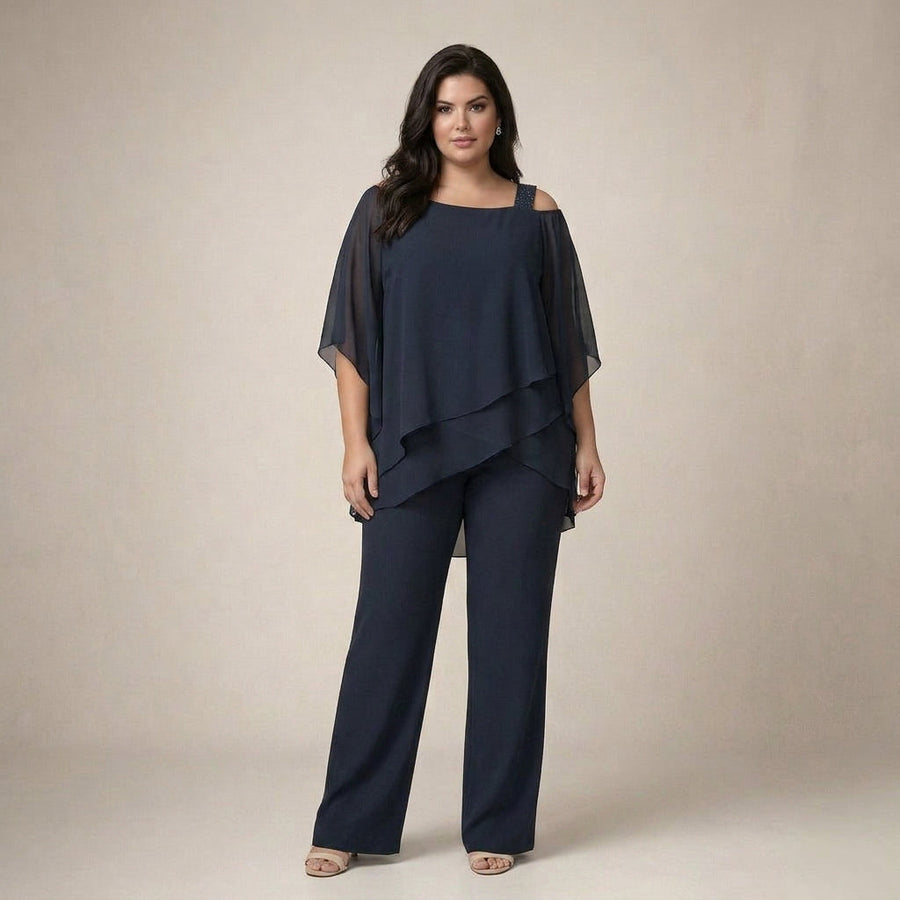 Antonia | Conjunto Elegante con Blusa en Capas y Pantalón