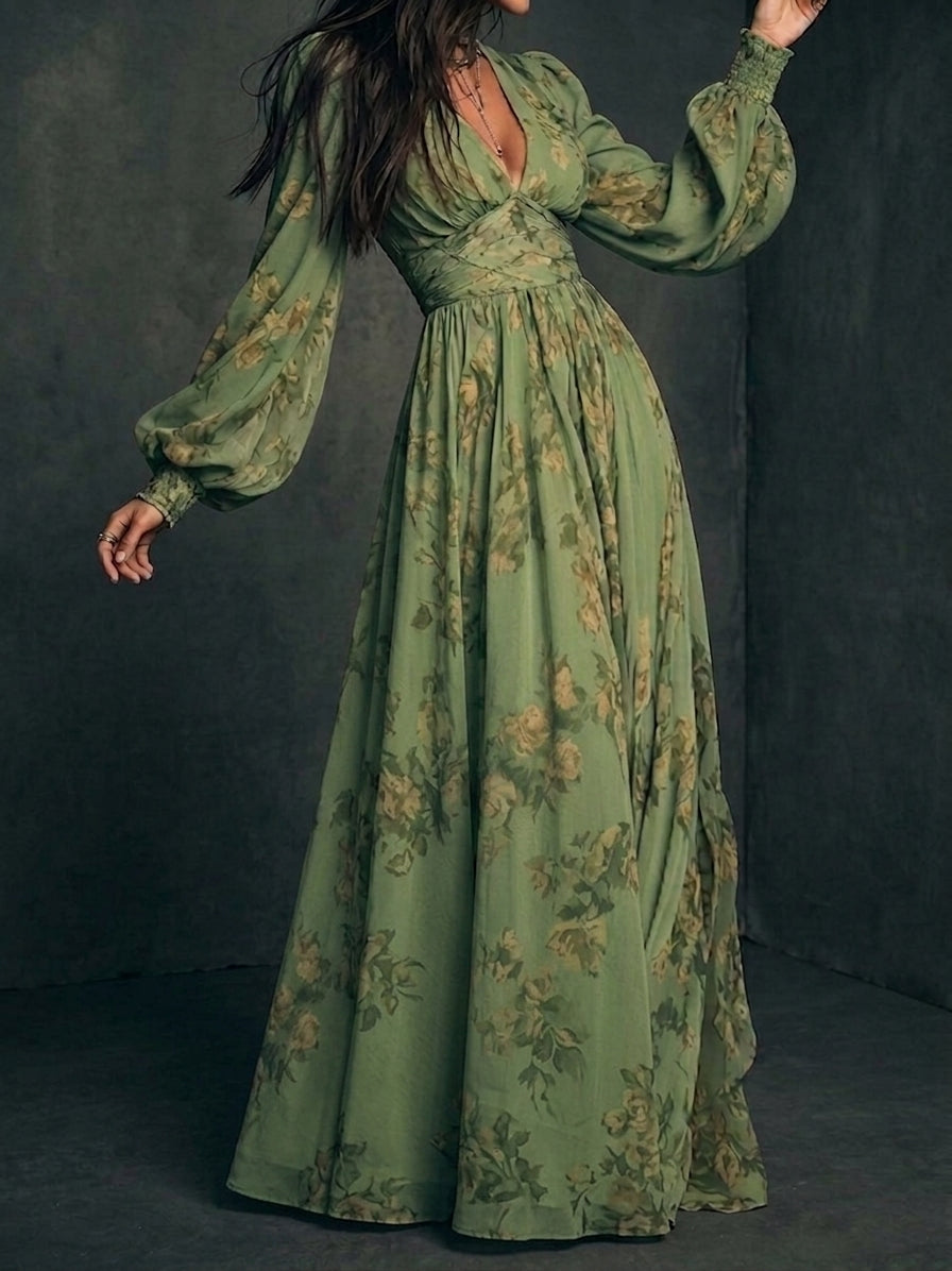 Dafne | Vestido Maxi Fluido de Flores
