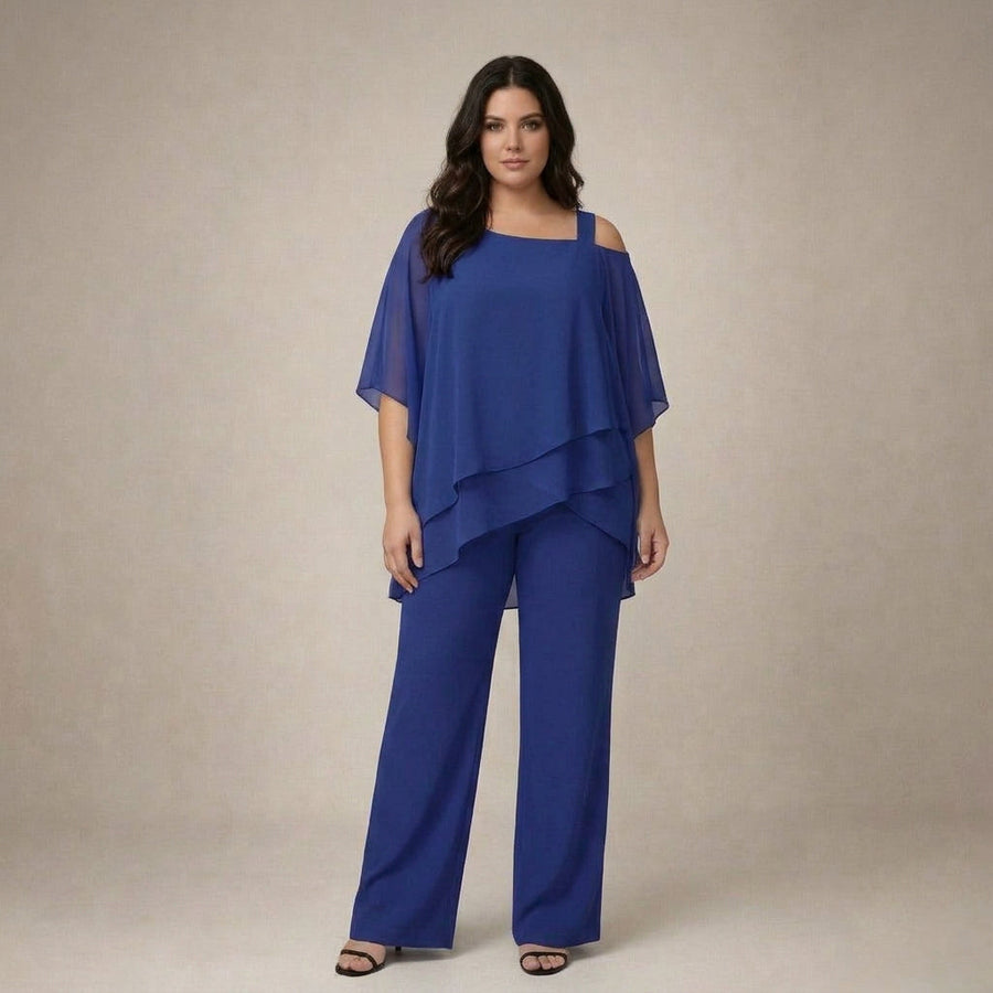 Antonia | Conjunto Elegante con Blusa en Capas y Pantalón