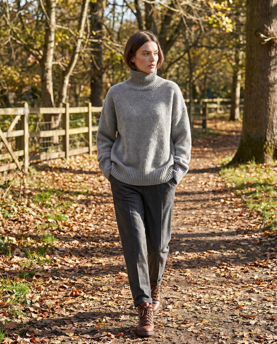 Gelsomina | Jersey Holgado de Cuello Alto - Gris