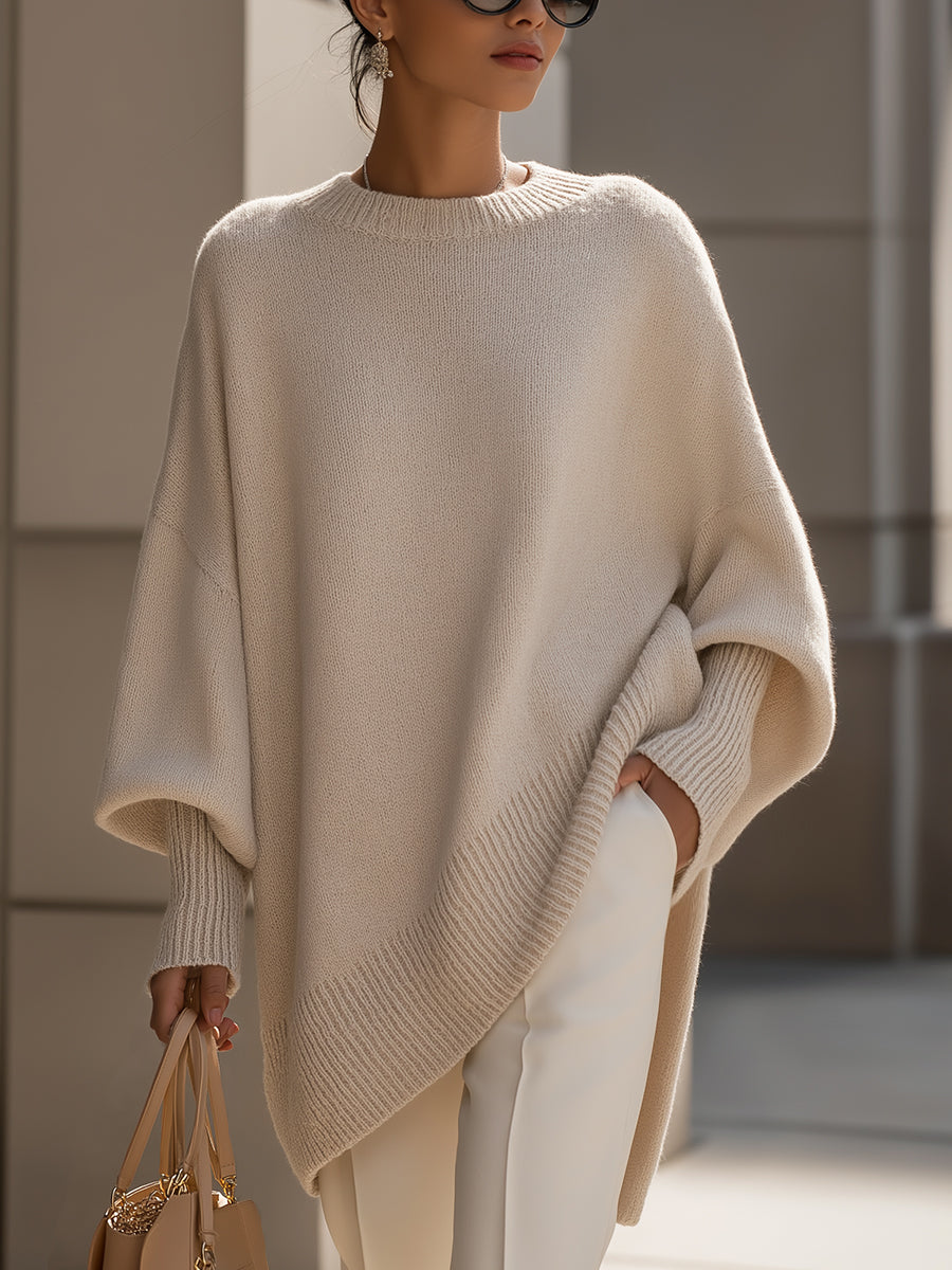 Elda | Jersey Oversize de Punto con Caída - Beige