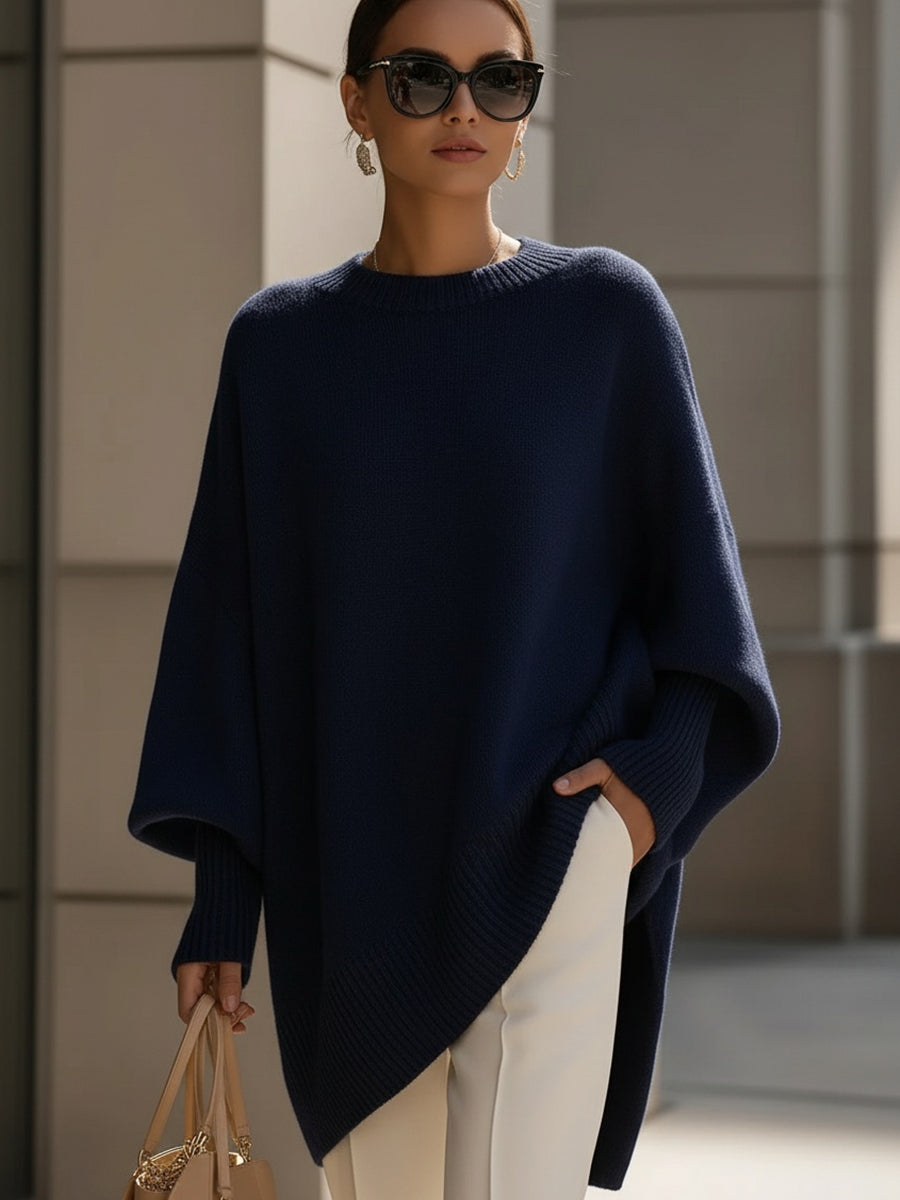 Elda | Jersey Oversize de Punto con Caída - Azul marino