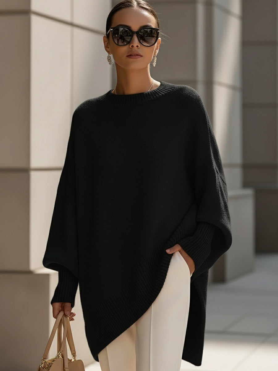 Elda | Jersey Oversize de Punto con Caída - Negro
