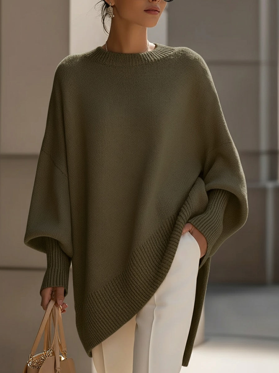 Elda | Jersey Oversize de Punto con Caída - Verde oliva