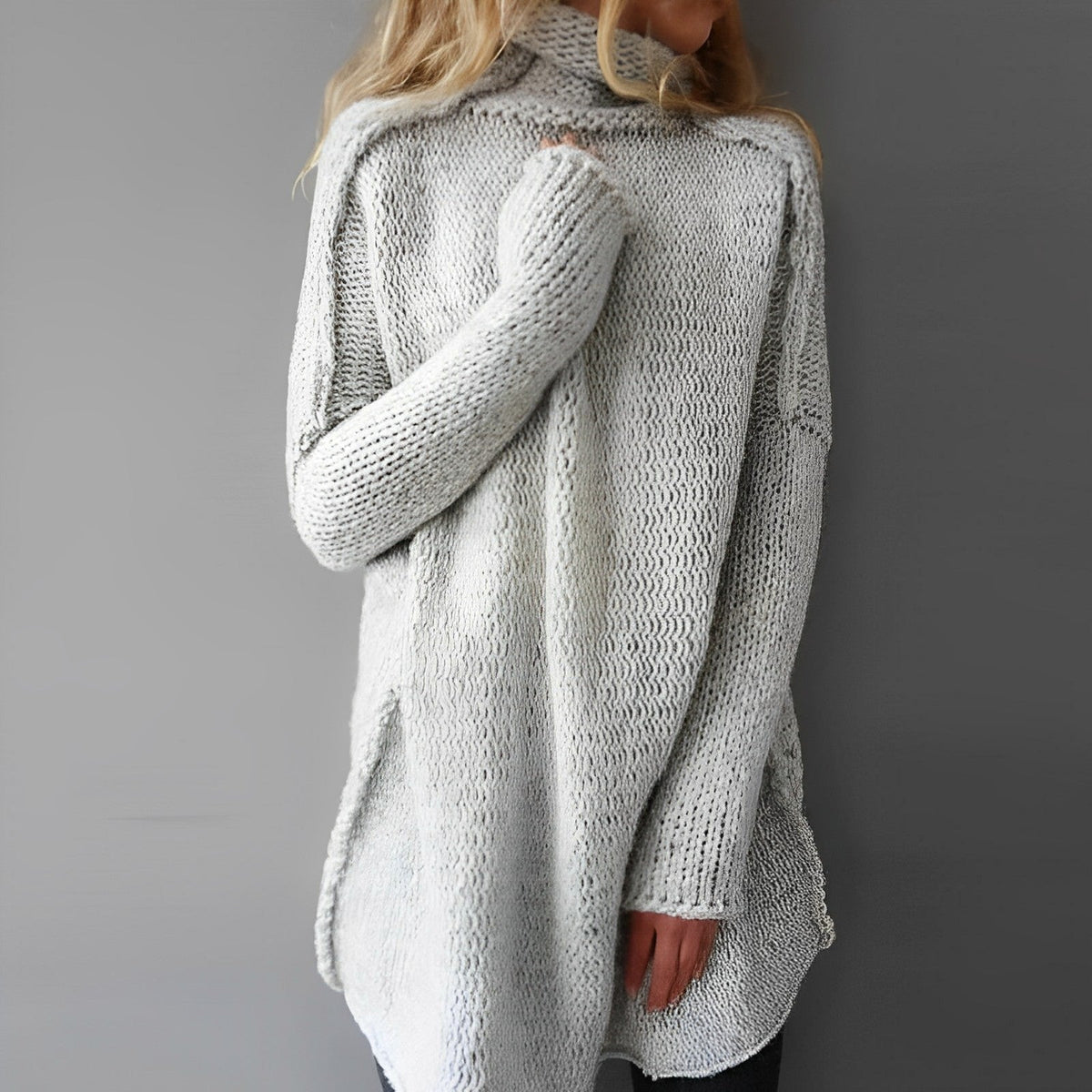 Ermelinda | Jersey de Cuello Alto Relajado - Gris