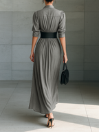 Michela | Vestido Largo Plisado con Cinturón