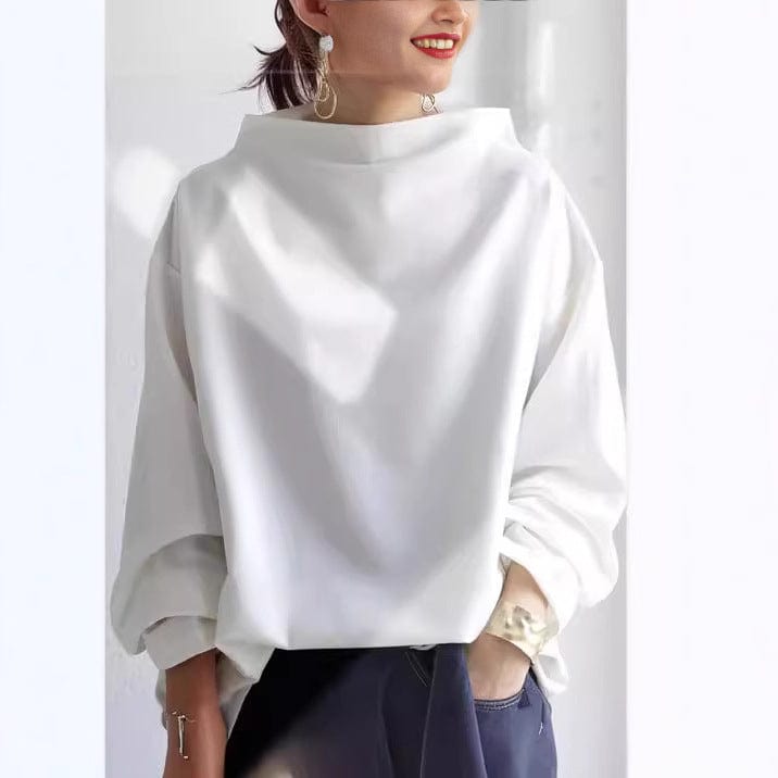 Elvira | Top de Cuello Alto con Caída - Blanco