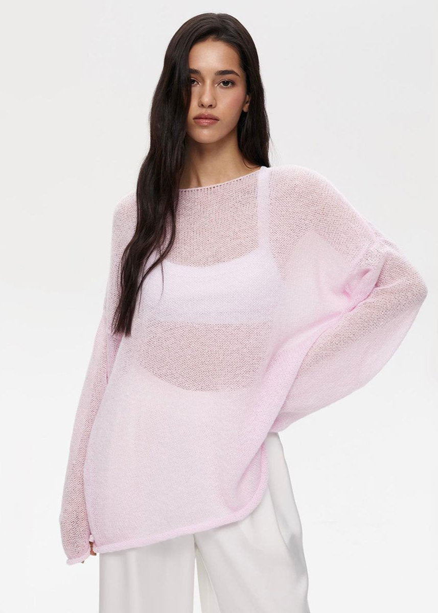 Ines | Jersey Ligero de Cuello Barco - Rosa