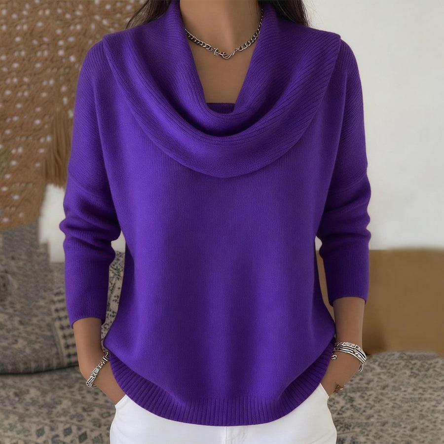 Ester | Jersey de Cuello Cascada con Caída - Morado