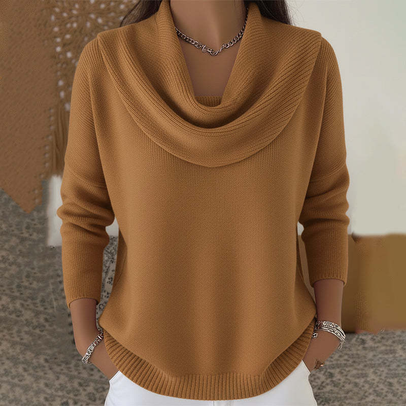 Ester | Jersey de Cuello Cascada con Caída - Marrón